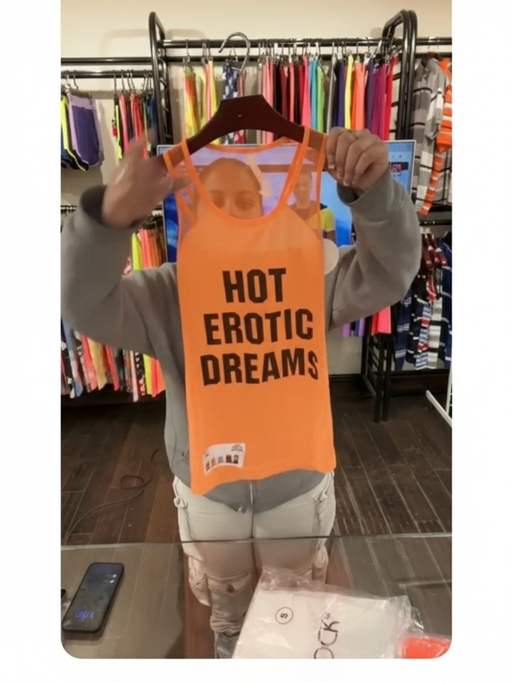 TRUE ROCK Orange Graphic Tank Top - "HOT EROTIC DREAMS"